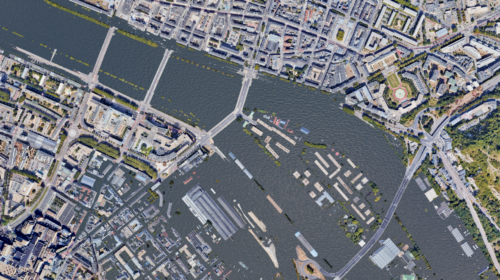 Vue aérienne de la Seine qui déborde