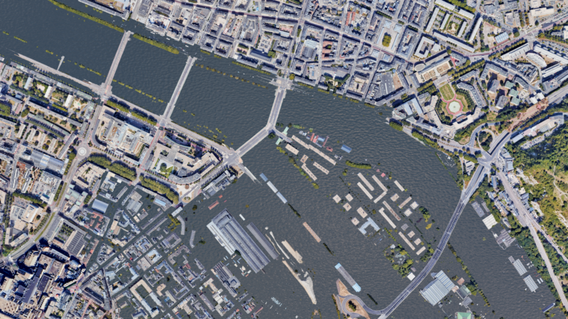 Vue aérienne de la Seine qui déborde